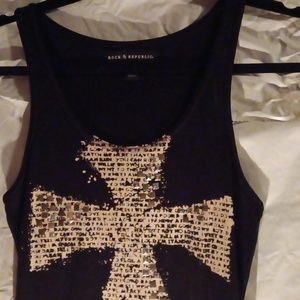 Never worn black studded cross tank top